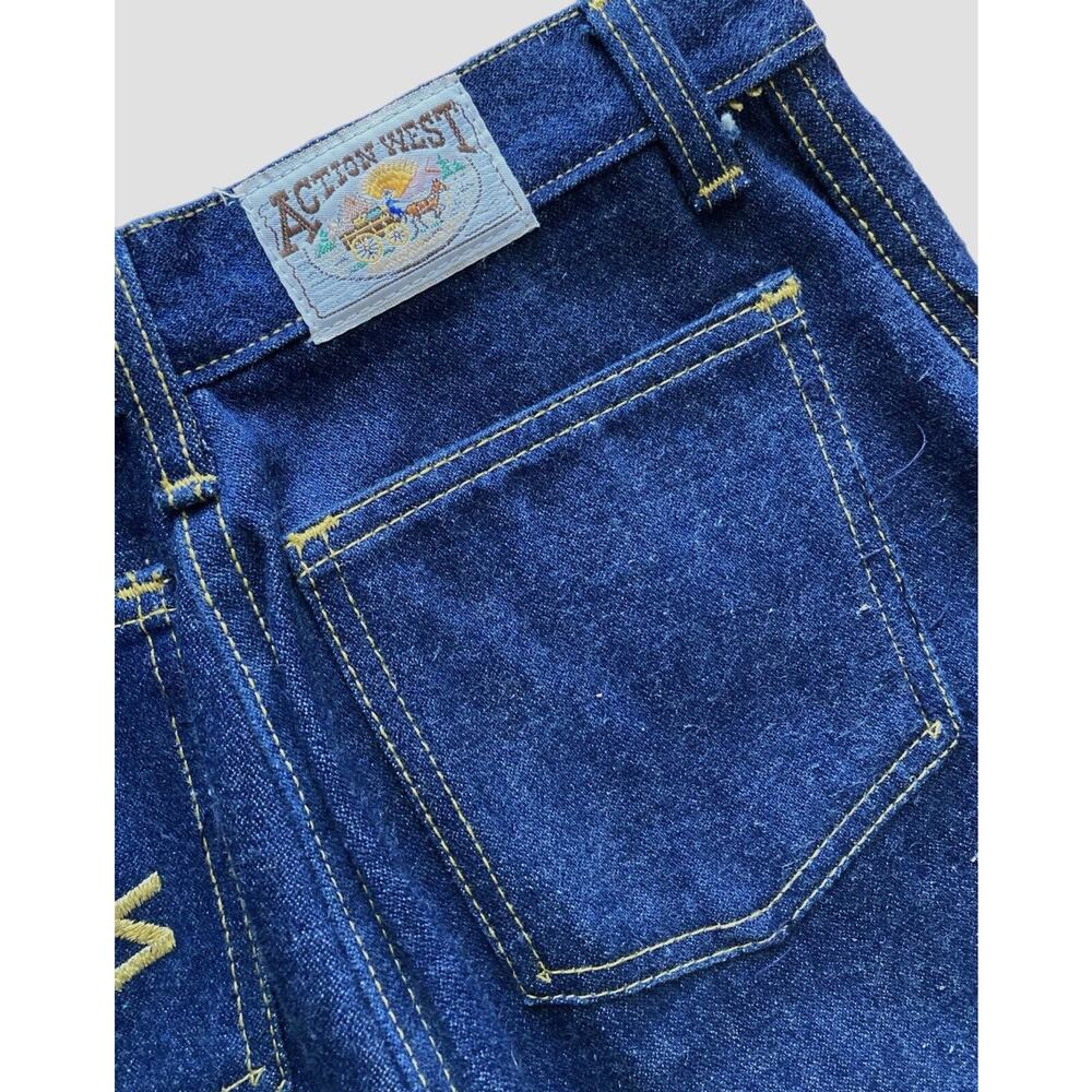 Vintage 70s 80s Action West High Rise Bootcut Cowgirl Rodeo Embroidered Jeans 25 - Picture 6 of 10